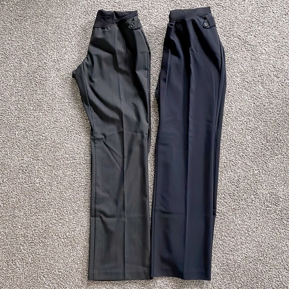 2 Pairs of Maternity Black Pants Size Large, Solid Black and Pinstriped - Picture 2 of 6